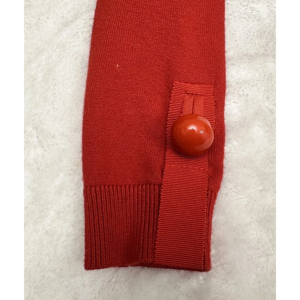 Etcetera Women's Red Crewneck Dome Buttons Cardigan Sweater Sz XS